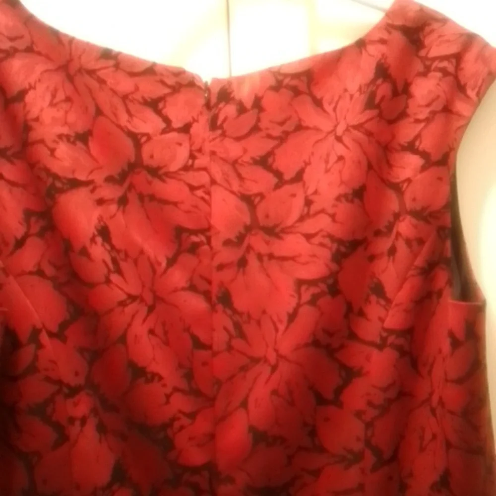 Adrianna Papell Red and Black Floral Midi Dress - Picture 7 of 7